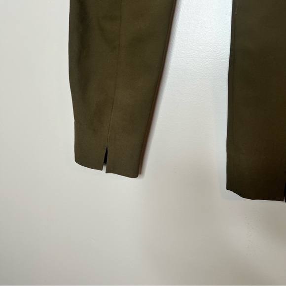 Vince XS Flat Front Stretchy Ankle Cropped Trouser Dress Casual Pant Green Brown - Picture 3 of 10